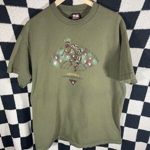 Vintage Arizona Sportex Green Graphic Shirt Made In USA Size Large